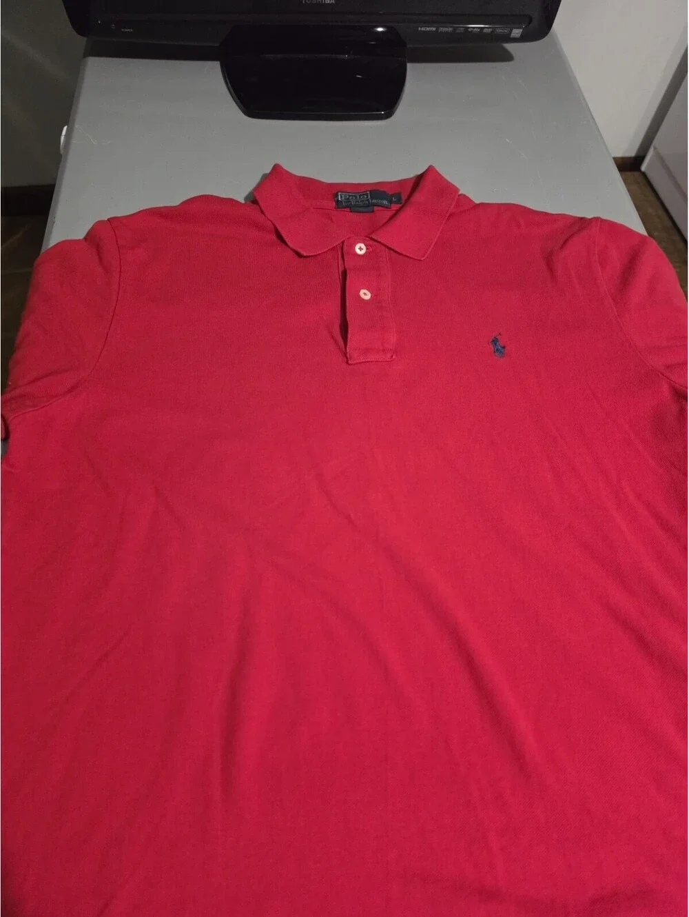 Polo Ralph Lauren Polo Shirt Men Large Red Classic Fit 100% Cotton Jersey